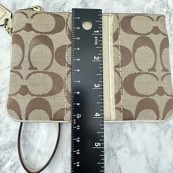 Coach Signature‎ Mini Brown Gold Wristlet Wallet - Picture 4 of 6